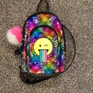 Justice Mini backpack SEQUINS used EMOJIS